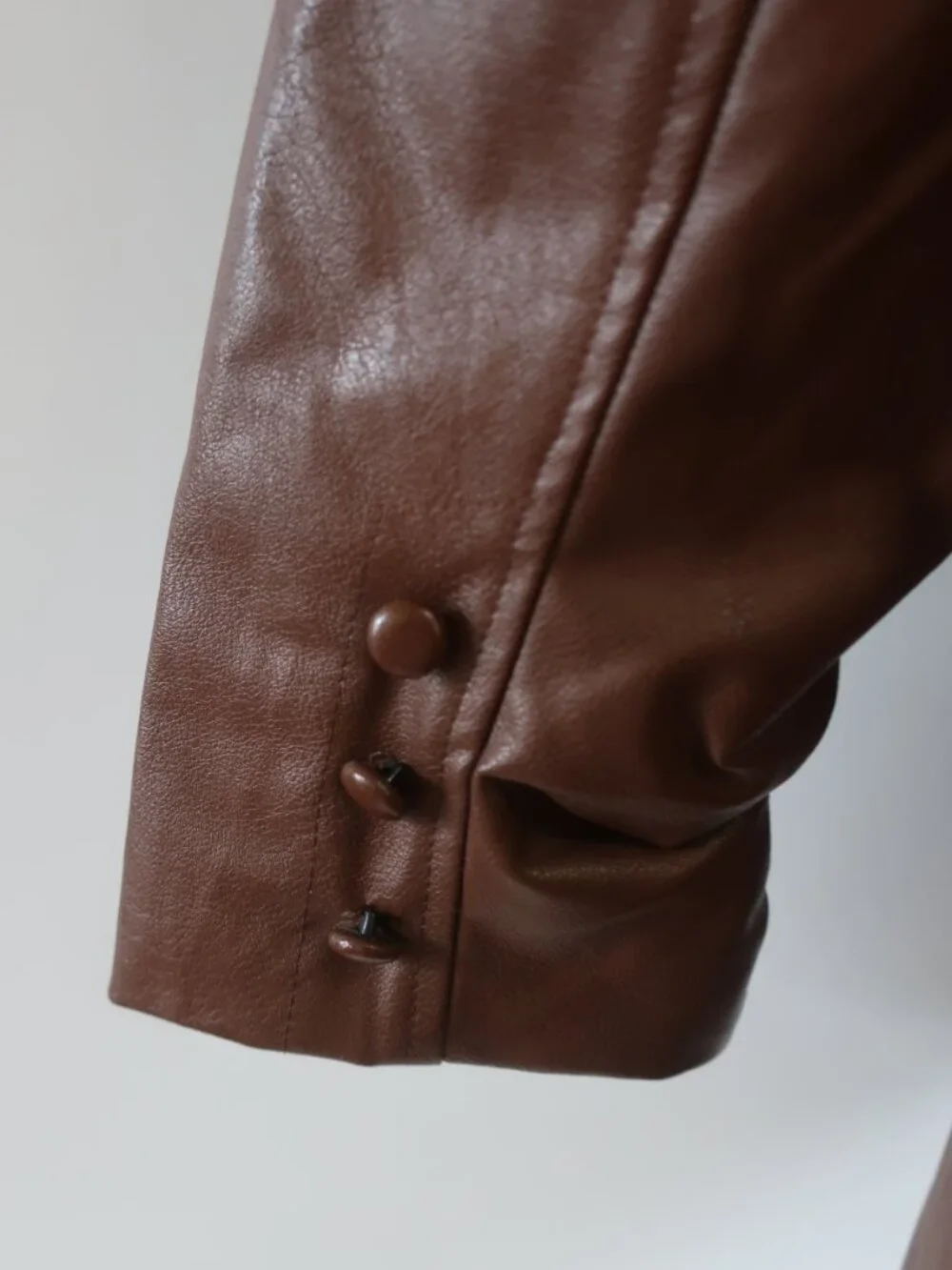 NWT Womens Six/Fifty Brown (Item-307) PU Faux Leather Vienna Oversized Blazer XS